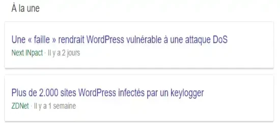Vulnérabilités WordPress - Actualités sécurité